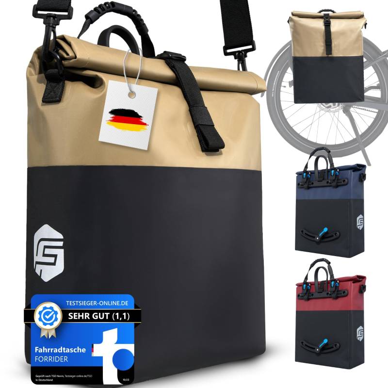 Forrider Fahrradtasche Wasserdicht für Gepäckträger [22L Volumen] mit Schultergurt | Gepäckträgertasche | Einzel | Fahrrad Tasche Packtasche hält an jedem Gepäckträger von Forrider