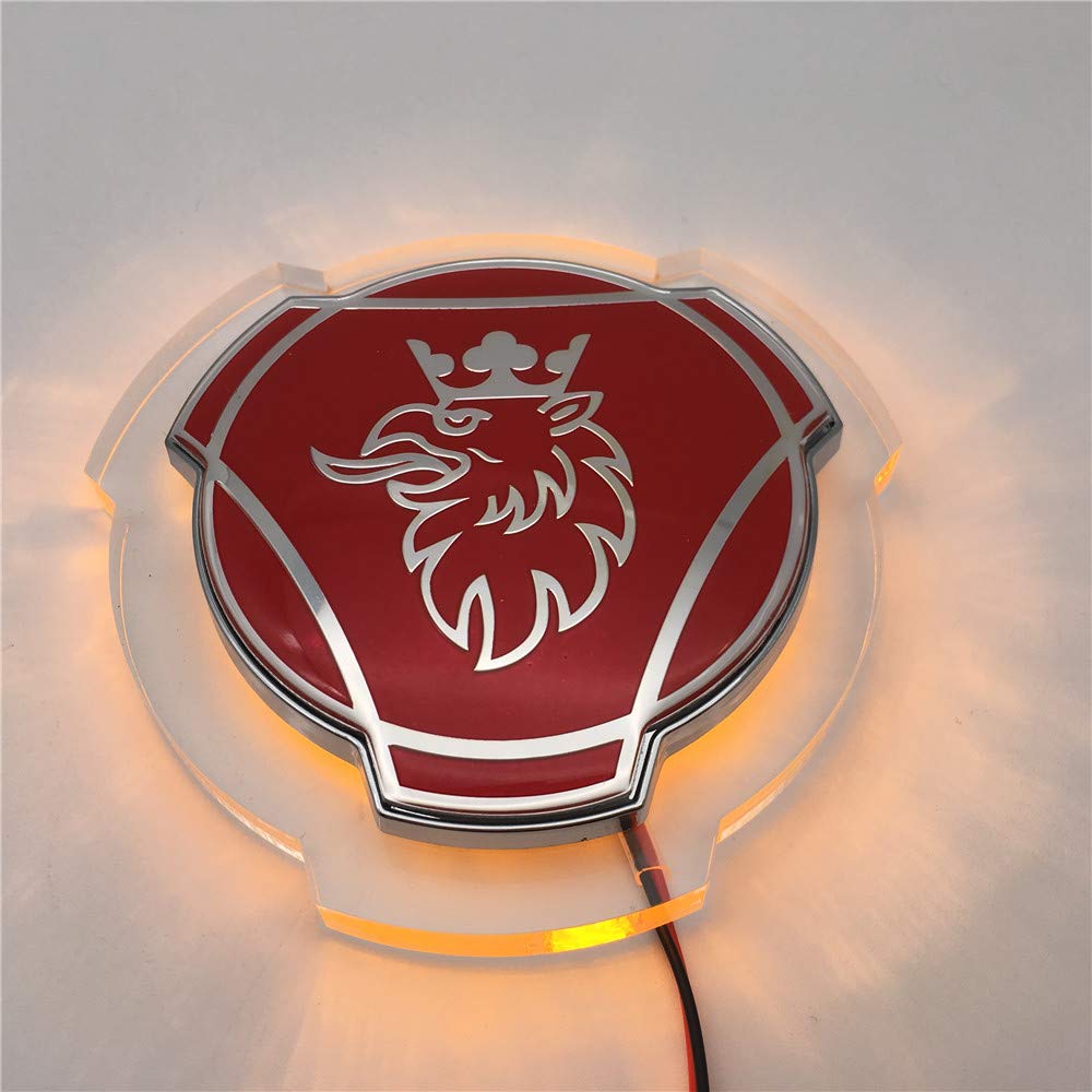 1 Set rot silber Griffin Emblem für Scania Auto LKW Frontgrill Motorhaube Emblem Emblem mit 24 V LED-Beleuchtungsstreifen anwendbar für LKW-beleuchtetes Zubehör (gelbe Beleuchtung) von Forten Kingdom