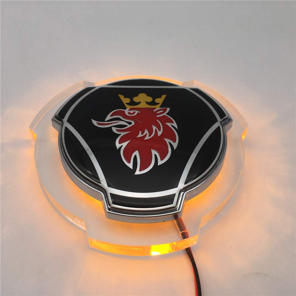 1 Set schwarz-rotes Griffin-Emblem für Scania Auto LKW Frontgrill Motorhaube Emblem mit 24 V LED-Beleuchtung beleuchtetes Zubehör Lichtleiste (gelbe Beleuchtung) von Forten Kingdom