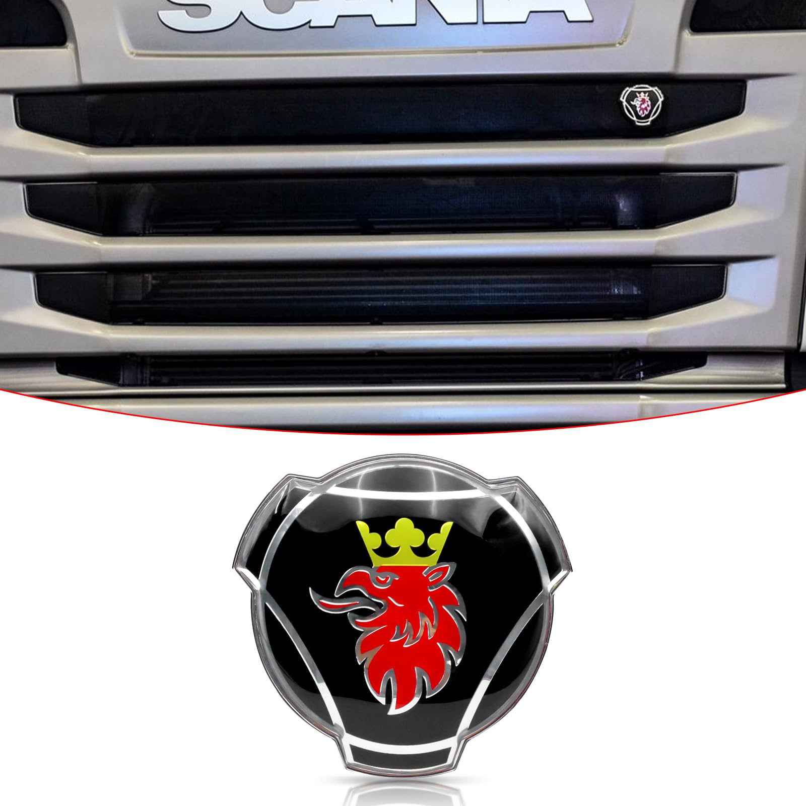 1 Stück Custom Griffin Emblem für Scania Truck Frontgrill Badge Emblem Ersatz Außenzubehör 1401610 (schwarz) von Forten Kingdom