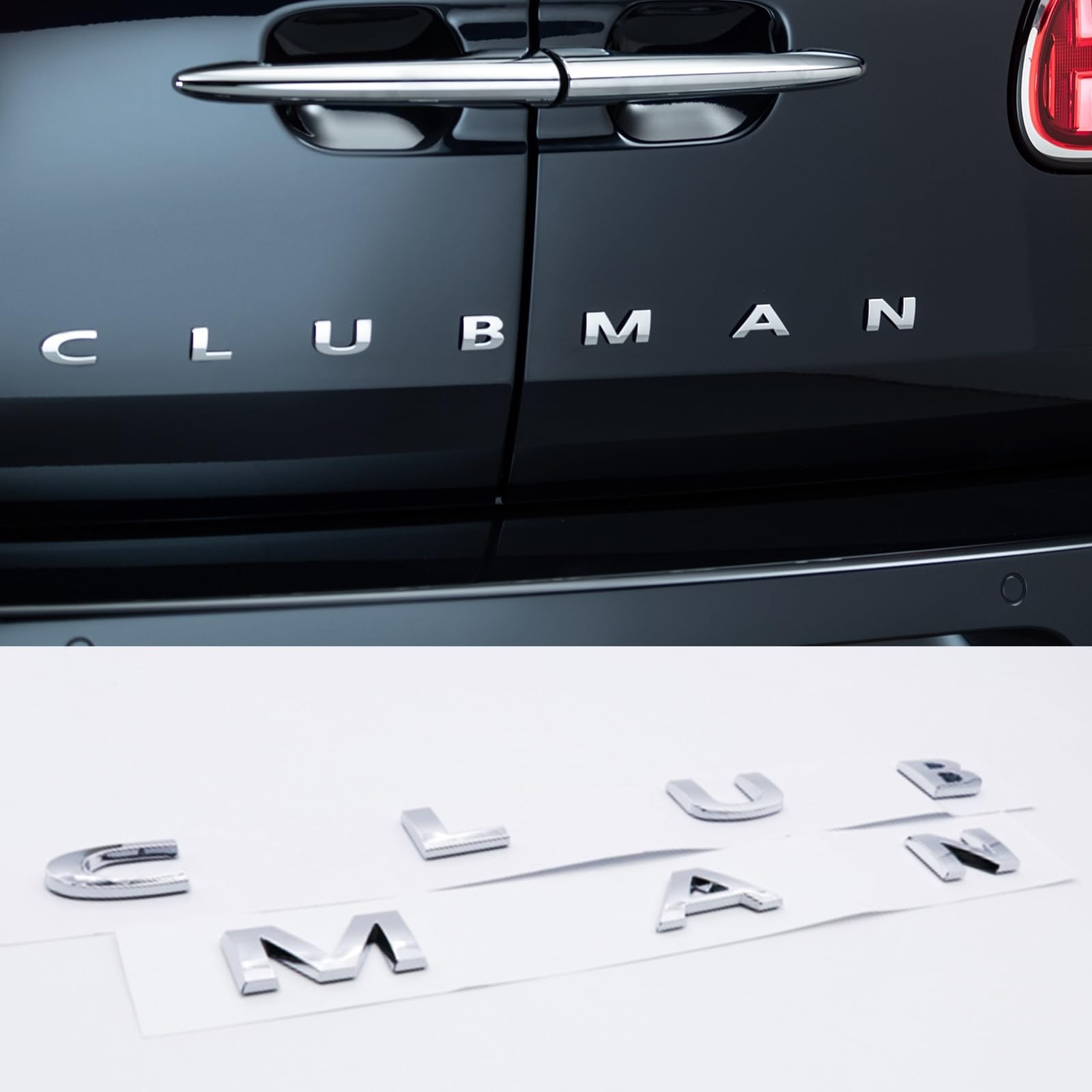 1 Stück Custom Word CLUBMAN Buchstaben-Aufkleber für Auto Kofferraum Heckklappe 3D eingefügtes Abzeichen Emblem als Ersatz (Chrom Silber) von Forten Kingdom