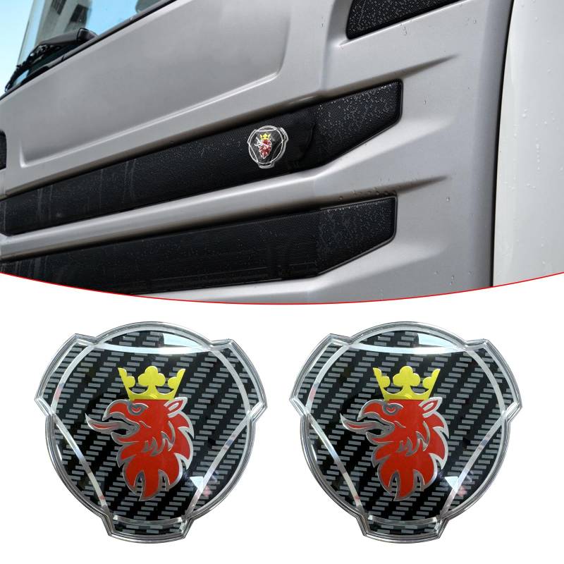 2 Stück Griffin-Emblem für Scania LKW Frontgrill Emblem Ersatz Außenzubehör 1401610 (Carbon) von Forten Kingdom