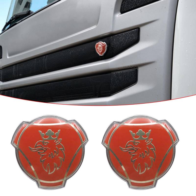 2 Stück Griffin-Emblem für Scania LKW Frontgrill Emblem Ersatz Außenzubehör 1401610 (Rosa) von Forten Kingdom