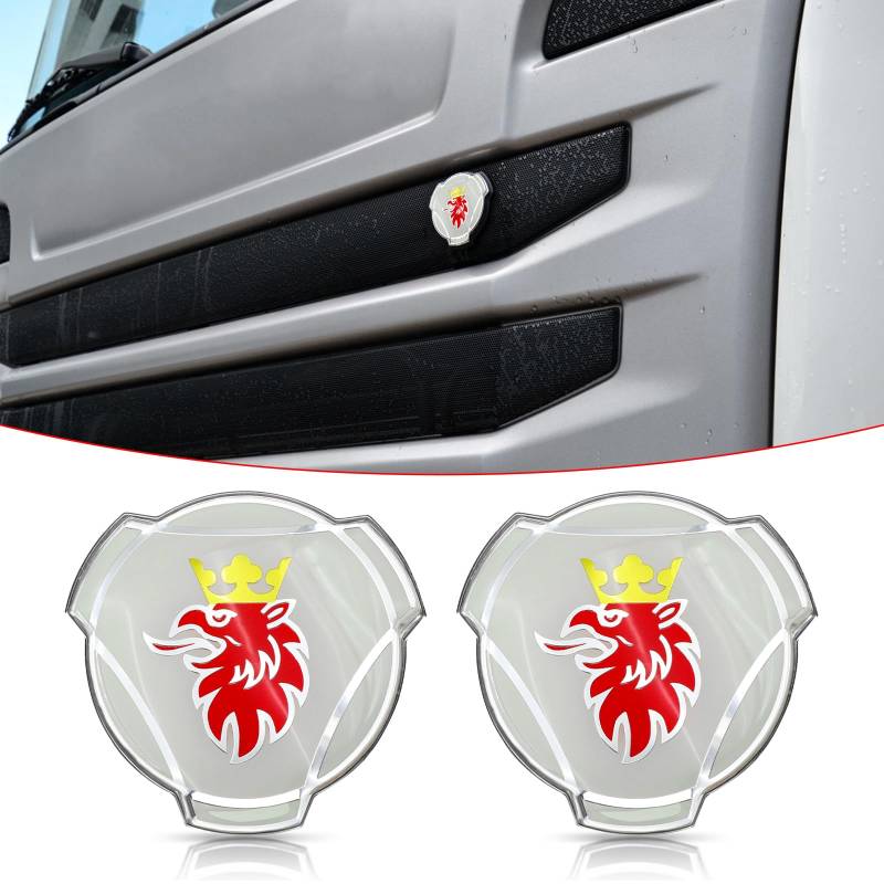 2 Stück Griffin-Emblem für Scania LKW Frontgrill Emblem Ersatz Außenzubehör 1401610 (weiß) von Forten Kingdom