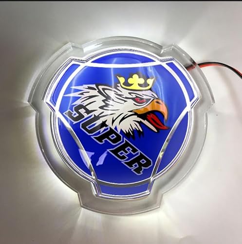 Griffin-Super-Logo-Aufkleber für Scania, Auto, LKW, Frontemblem, Abzeichen mit 24 V LED, weiße Beleuchtungsstreifen, anwendbar für LKW-beleuchtetes Zubehör, 1 Set (blau) von Forten Kingdom