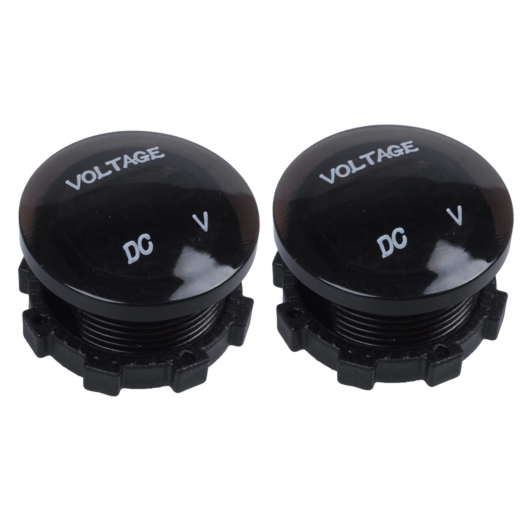 Fossthiroy 2X 12V-24V DC Voltmeter Auto Monitor Motorrad LED Rot Wasserdicht Voltmeter Schwarz von Fossthiroy