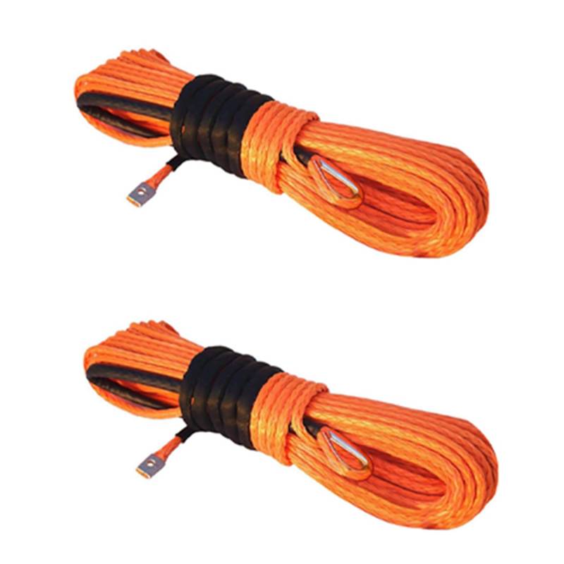 Fossthiroy 2X Synthetisches Winden Seil, Orange 1/4 X 50Ft Synthetisches Windenseil Kabel für ATV UTV SUV Bootswinde von Fossthiroy