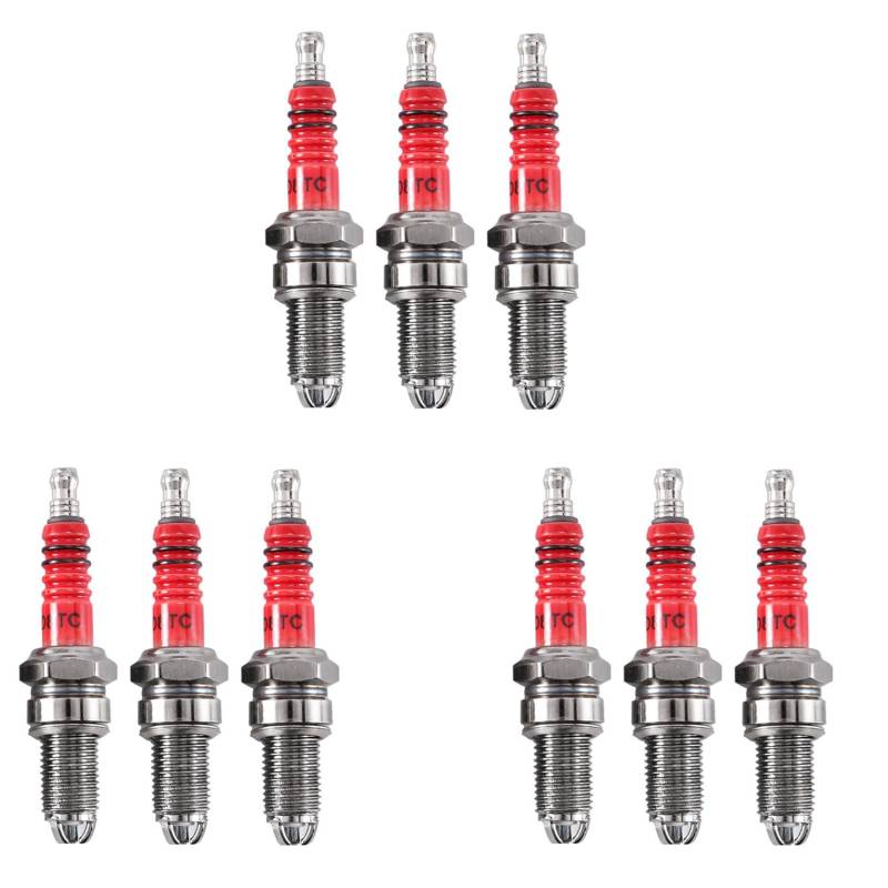 Fossthiroy 9pcs D8TC 3 Elektroden Zündkerze, Racing Zündkerze mit 3 Elektroden für CG 125 150 200cc CF250 Motorrad Roller von Fossthiroy