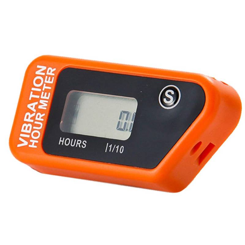 Digital Engine Stunde Meter komplett wasserfest zurücksetzbar Vibration Stunde kabellos für alle vibrierender Maschine Motocross Marine Motorrad 16B (Orange) von Foundown