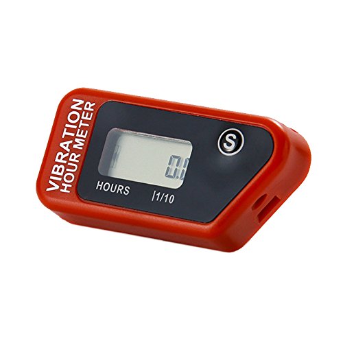 FOUNDOWN Digital Engine Stunde Meter komplett wasserfest zurücksetzbar Vibration Stunde kabellos für alle vibrierender Maschine Motocross Marine Motorrad Snowmobil ATV Boot Generatoren 16B (red) von Foundown