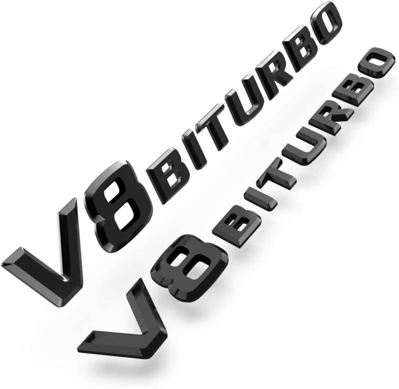 2 Stück V8 BITURBO Logo Emblem Seitenfender – Links rechts Kleber Namensschild Dekoration modifiziert (schwarz) von Fouring