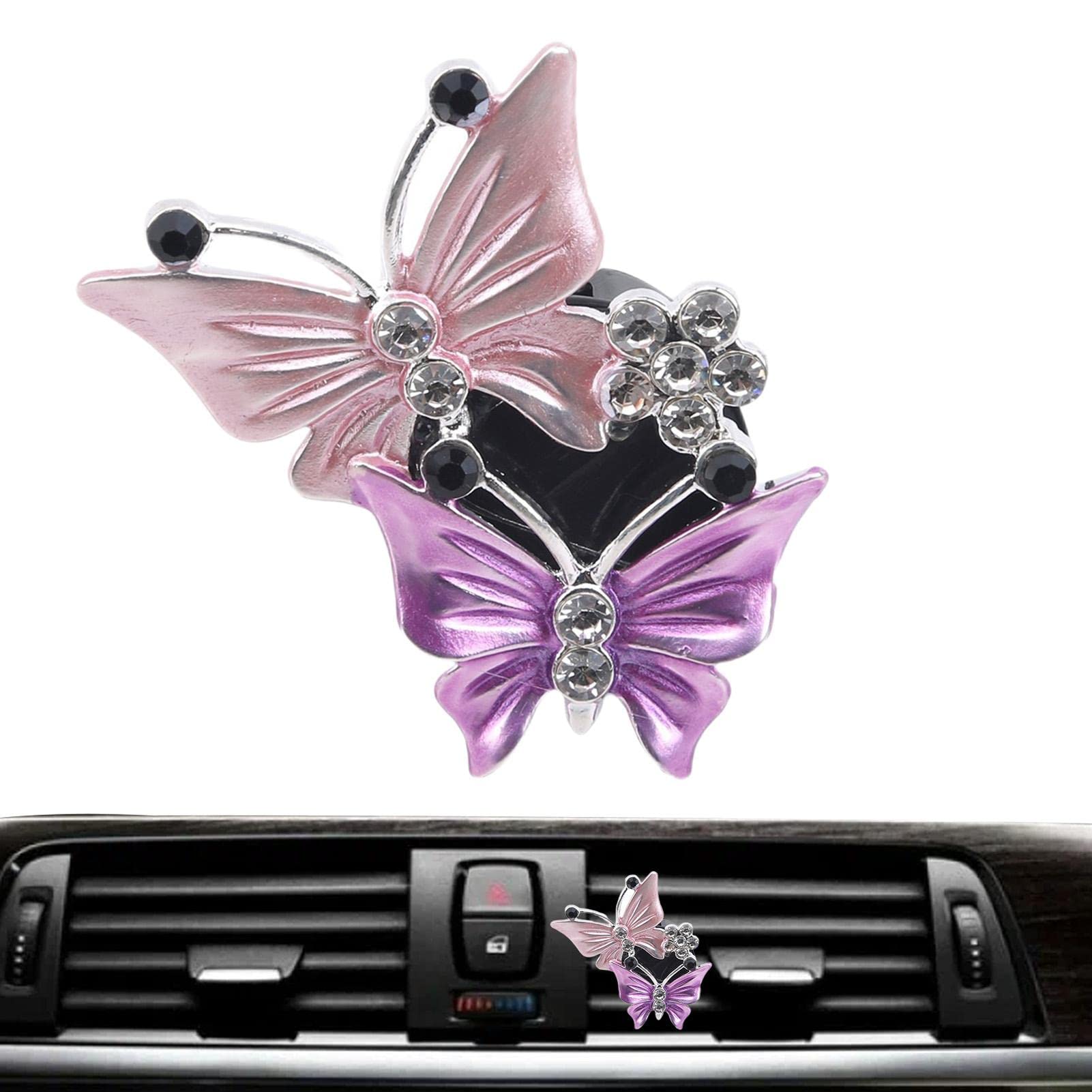 Fowybe Auto-Lufteinlass-Schmetterlings-Zubehör, Air Vent Dekoration Schmetterling Strass Car Interior Charm Bling Accessoires, Autoduft Zubehör Dekoration für Mädchen & Frauen von Fowybe