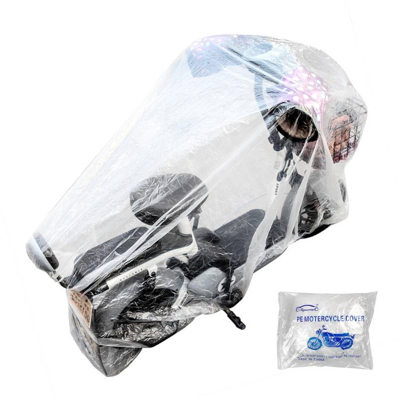 Fowybe Transparente Motorradabdeckung - Outdoor- und Indoor-Motorradabdeckung, Regen-/Sonne-/Staub-/wasserdichte Fahrzeugabdeckungen - Transparente staubdichte Motorrad-Regenschutzplane von Fowybe