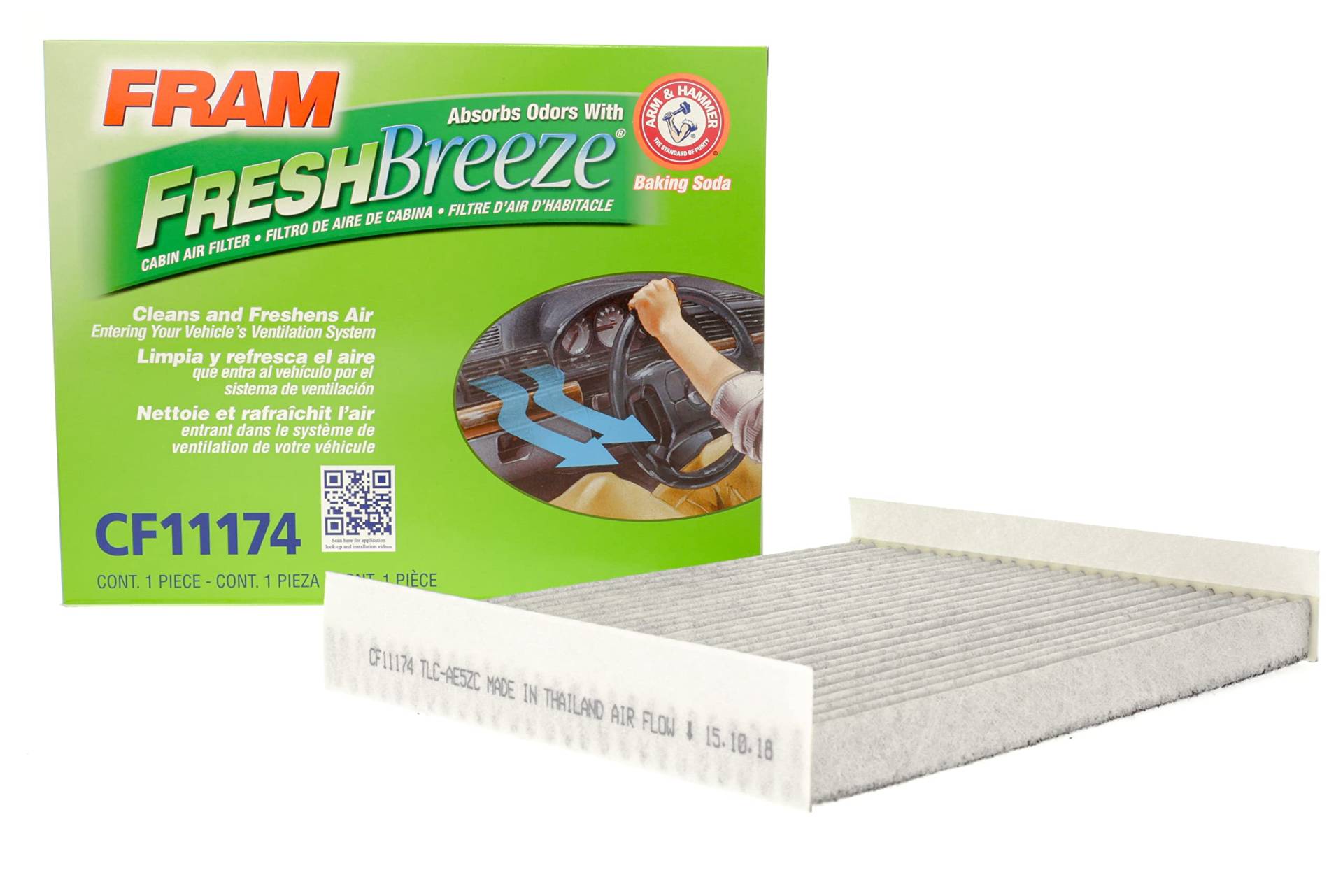 FRAM Fresh Breeze Innenraumfilter mit Arm & Hammer Backpulver CF11174 für Ford Fahrzeuge von Fram