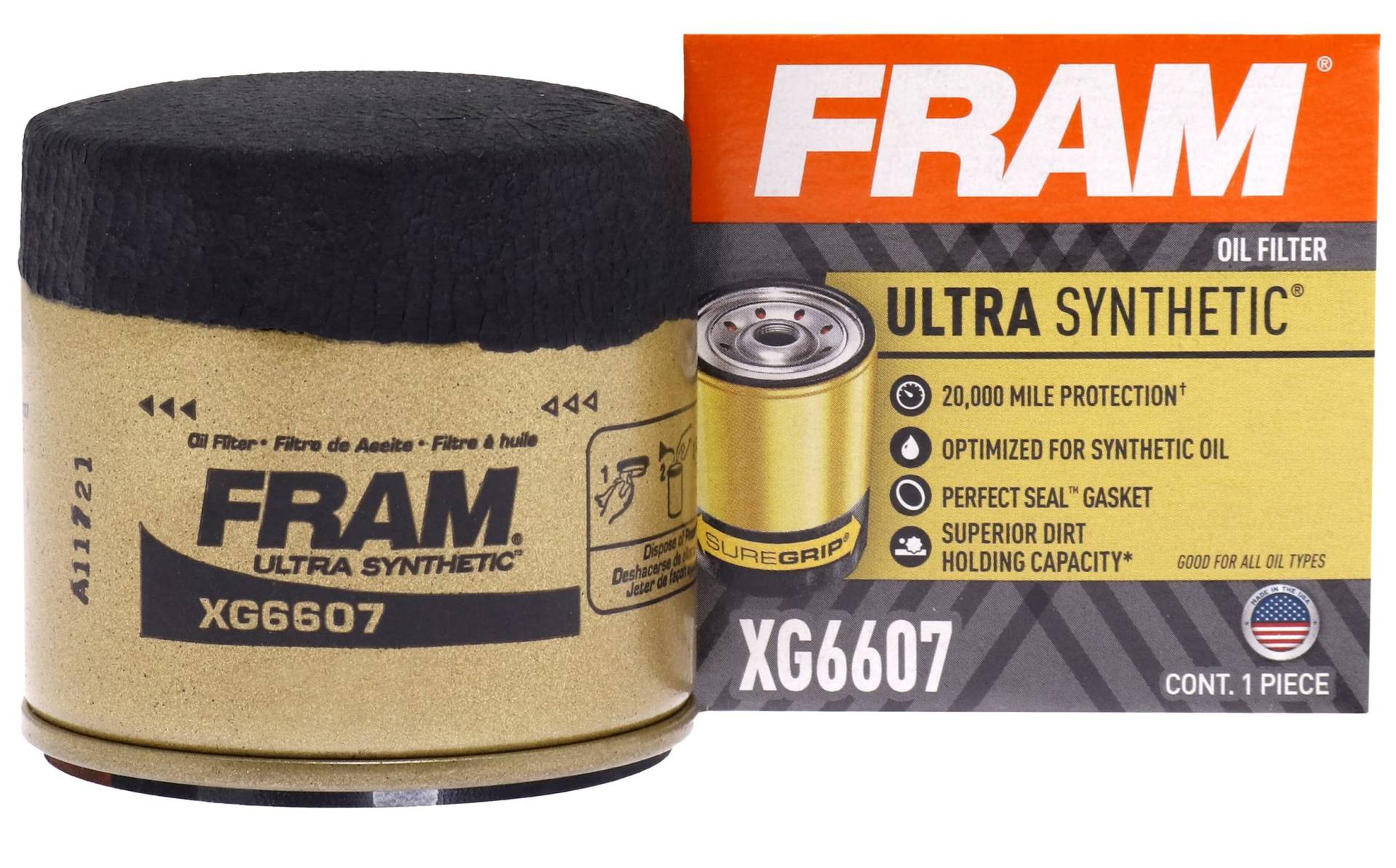 FRAM Ultra Synthetic 20.000 Mile Protection Oil Filter XG6607 with SureGrip (1 Stück) von Fram