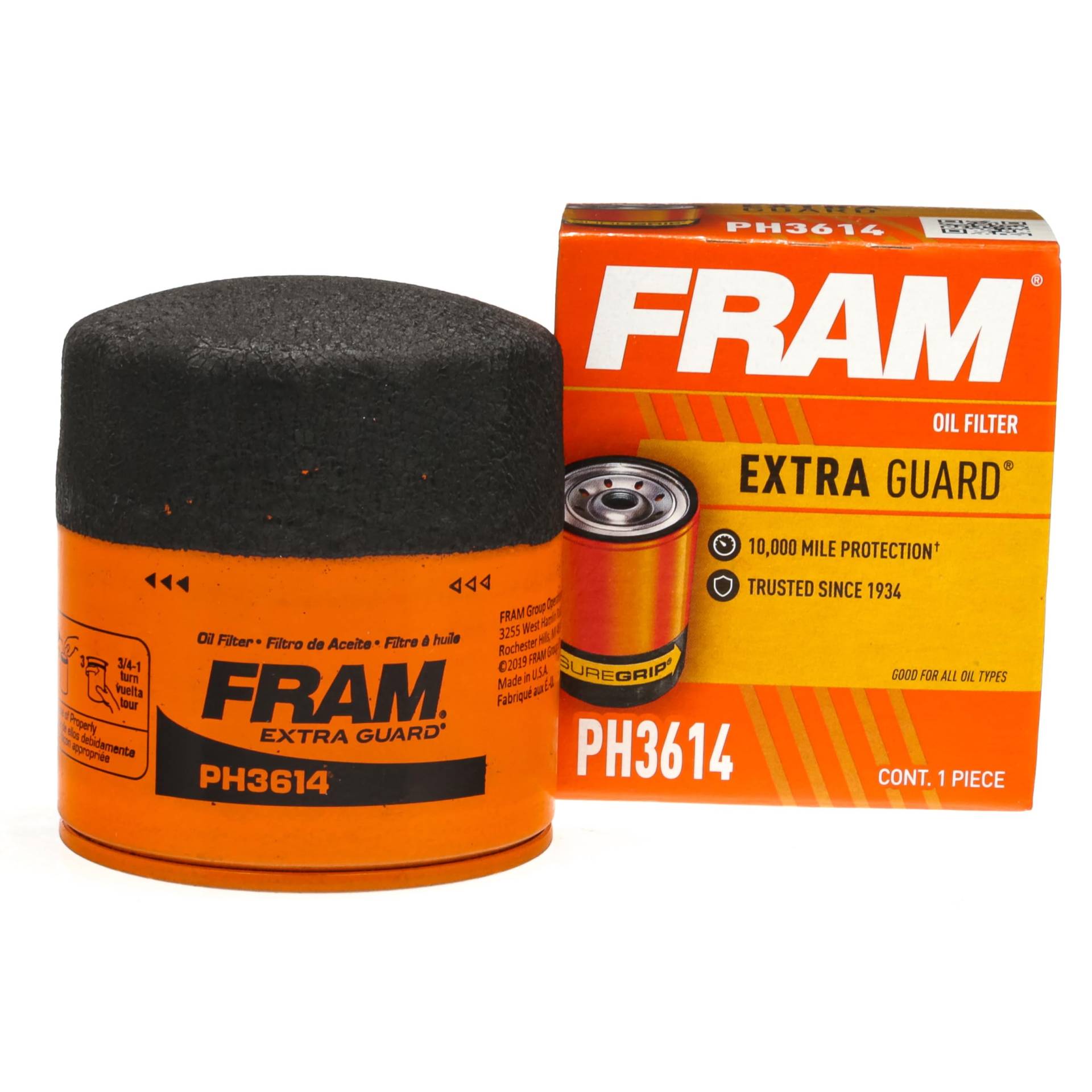 Fram Extra Guard PH3614 Motorölfilter für ausgewählte Fahrzeugmodelle, 10.000 Kilometerwechsel, Intervall, Intervall, Spin-On von Fram