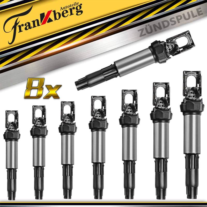 Frankberg 8x Zündspule Zündmodul Kompatibel mit E46 E90 E91 E92 E93 E39 E60 E61 F07 E63 E64 F13 E81 E82 E87 E88 F20 F21 7er X1 X3 X5 X6 Z3 Z4 M.i.n.i Replace# 12131712219 von Frankberg