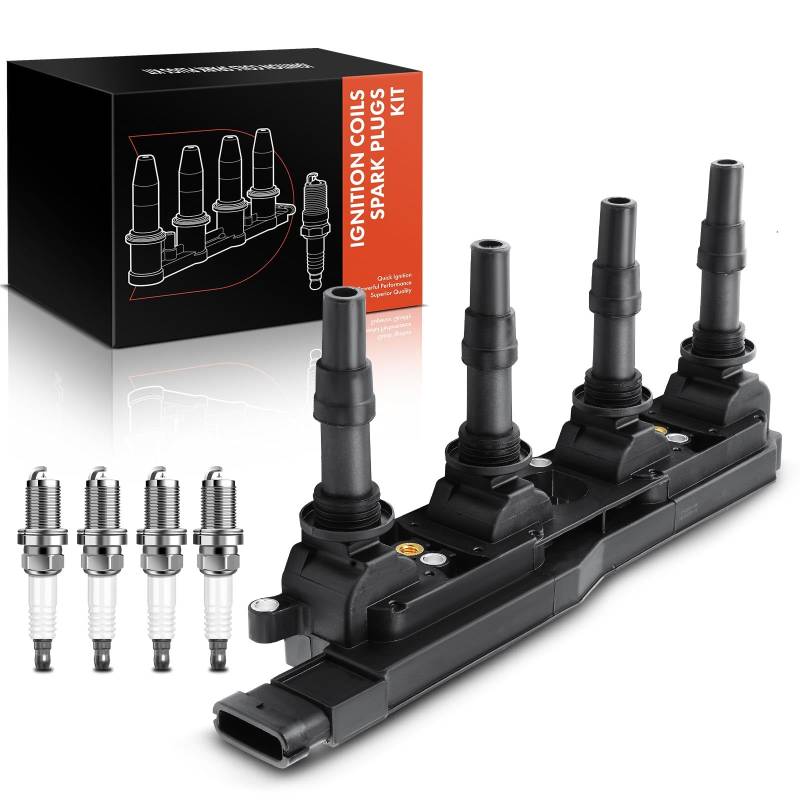 Frankberg 1x Zündspule+4x Zündkerze Kompatibel mit Astra G Caravan T98 1.8L 1998-2004 Corsa C F08 F68 1.8L 2000-2009 Vectra B J96 1.8L 1995-2002 Replace# 0242229654 von Frankberg