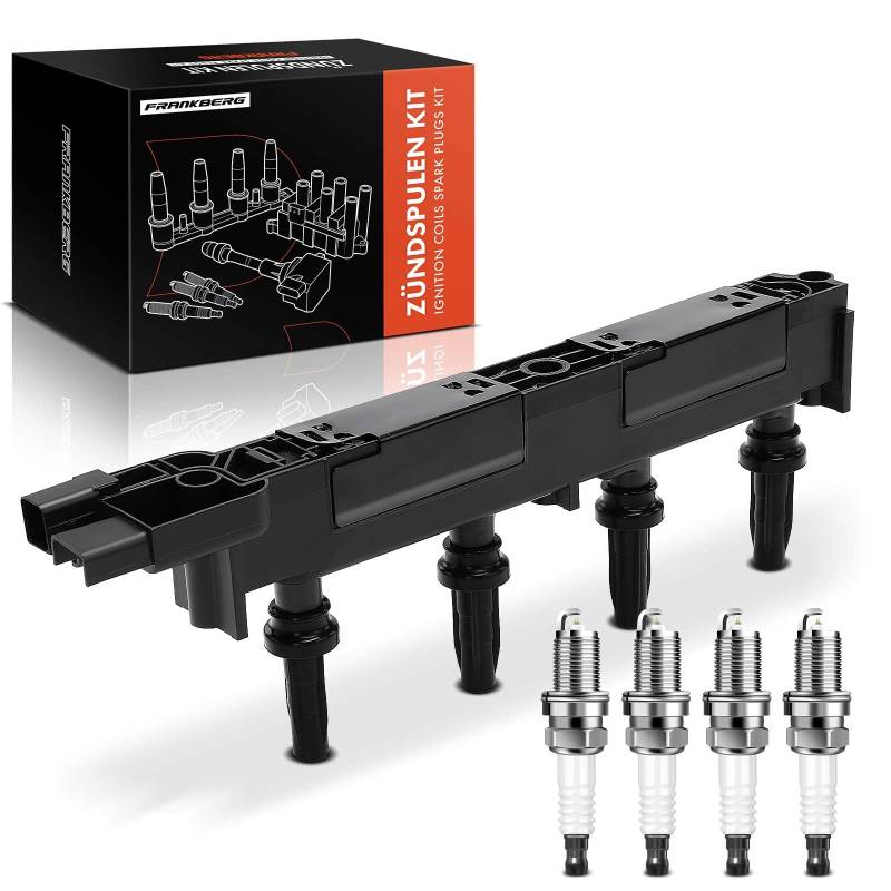 Frankberg 1x Zündspule + 4x Zündkerze Kompatibel mit C5 I DC C4 I LC 406 8B 206 CC 2D 406 Break 8E/F Expert 224 307 CC 3B Scudo Kasten 220 Replace# 597075 von Frankberg