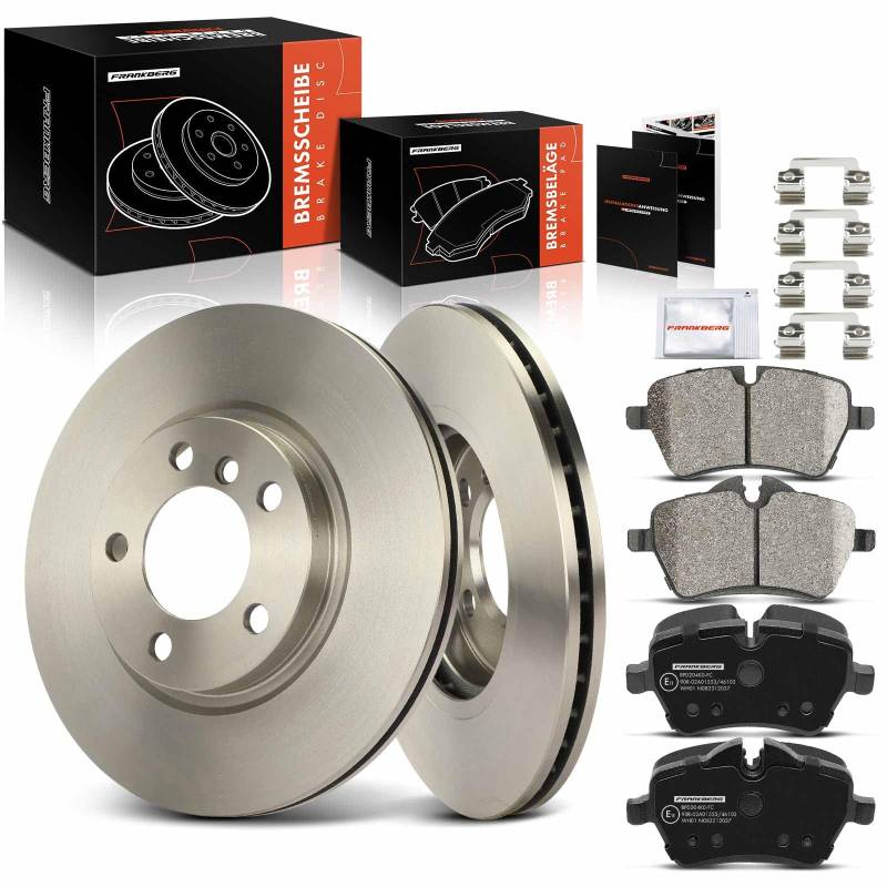 Frankberg 2x Bremsscheiben + 4x Bremsbeläge Vorne Kompatibel mit Min.i Countryman R60 1.6L 2010-2016 Min.i Paceman R61 1.6L 2012-2016 Replace# 34116770251 von Frankberg