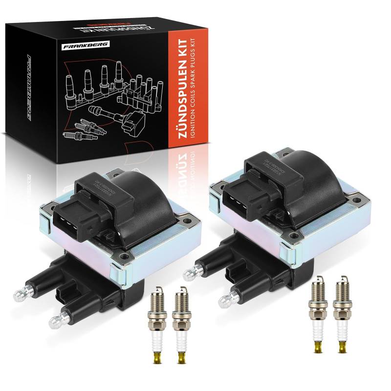 Frankberg 2x Zündspule + 4x Zündkerze Benzin Kompatibel mit Laguna I 556 B56 2.0L 1995-2001 Megan.e I BA0/1 2.0L 1996-2003 Megan.e Scenic JA0/1 2.0L 1997-1999 Replace# 7422 von Frankberg