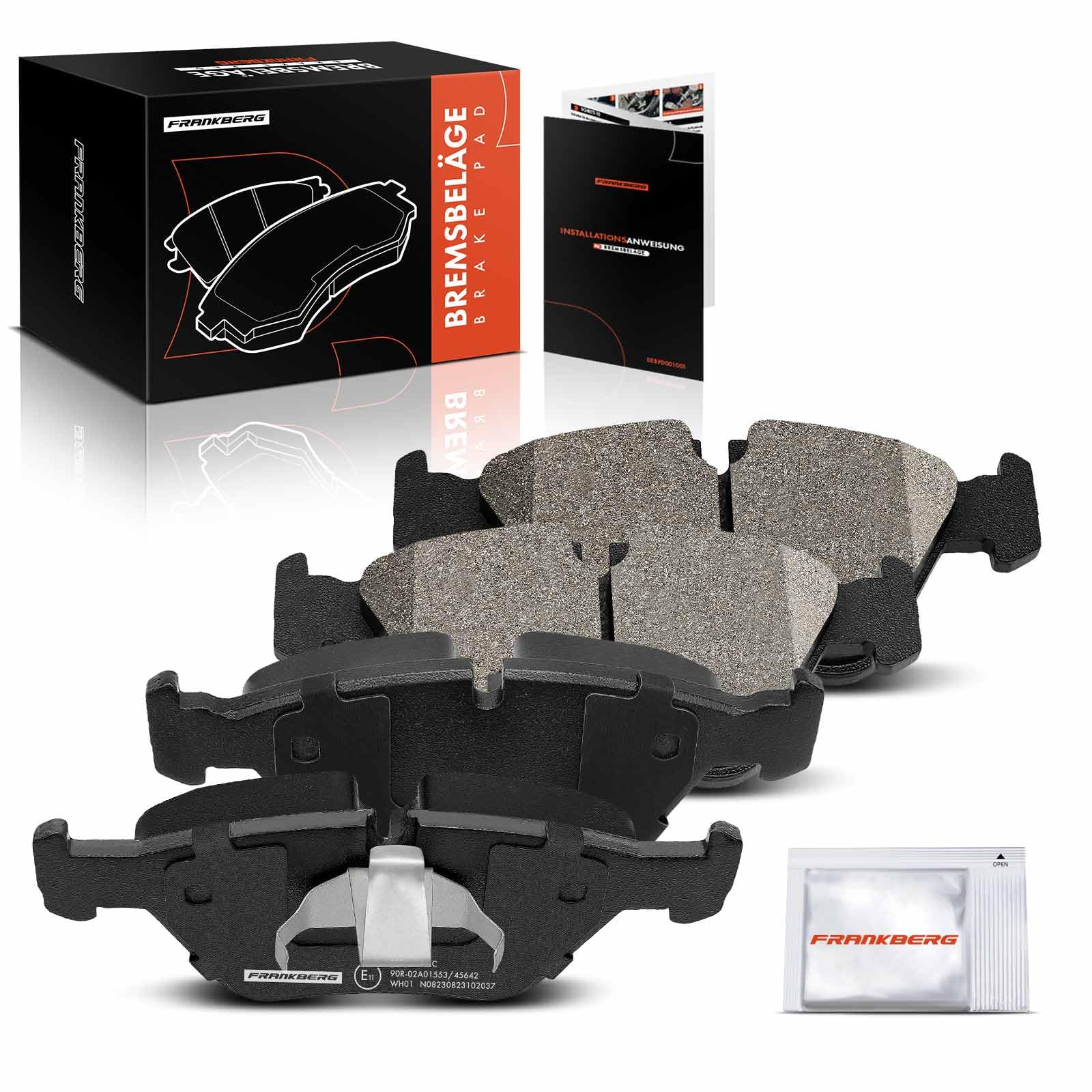 Frankberg 4x Bremsbeläge Bremsbelagsatz Vorderachse Kompatibel mit 5er E39 520d 2.0L 2000-2003 5er E39 520i 2.0L-2.2L 1996-2003 5er Touring E39 520d 2.0L 2000-2003 Replace# 34111164627 von Frankberg