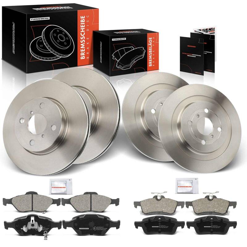 Frankberg 4x Bremsscheiben + 8x Bremsbeläge Kompatibel mit Yaris P13 2010-2024 Yaris KSP13 NCP13 NLP13 NSP13 2011-2024 Yaris Kasten/Schrägheck P13 2014-2024 Replace# 04466YZZE6 von Frankberg