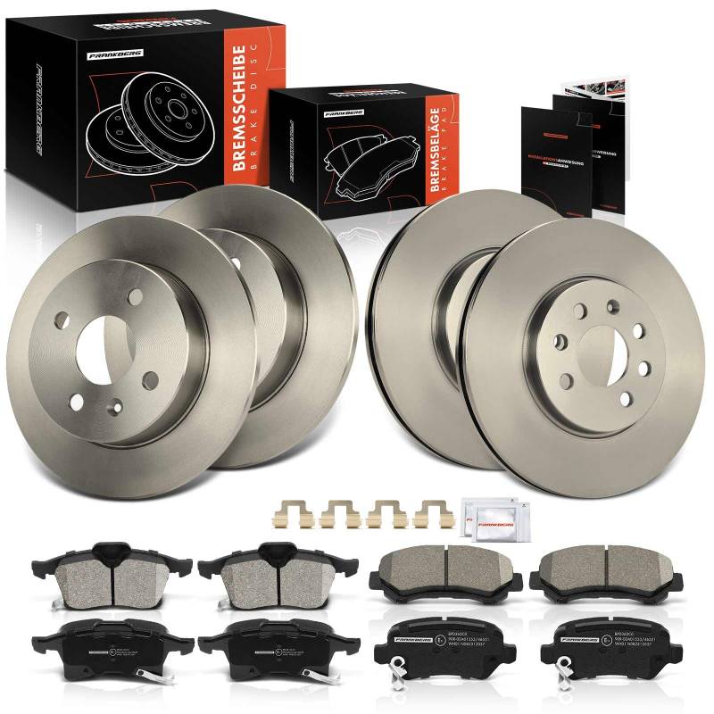 Frankberg 4x Bremsscheiben + 8x Bremsbeläge Vorderachse Hinterachse Kompatibel mit Astra H Caravan L35 1.4L 2004-2010 Astra Klasseic L48 1.4L-1.7L 2009-2024 Replace# 93181113 von Frankberg