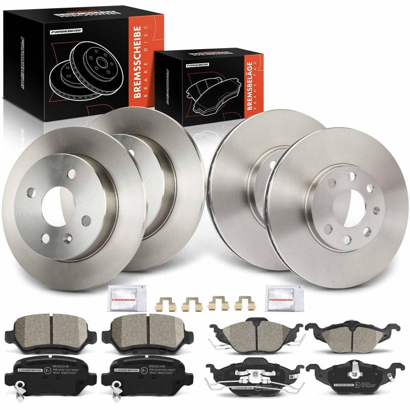 Frankberg 4x Bremsscheiben + 8x Bremsbeläge Vorne Hinten Kompatibel mit Insignia A G09 1.4L-2.8L 2008-2017 9-5 YS3G 1.6L-2.8L 2010-2012 Astra G CC T98 1.7L 1998-2000 Replace# 1605121 von Frankberg