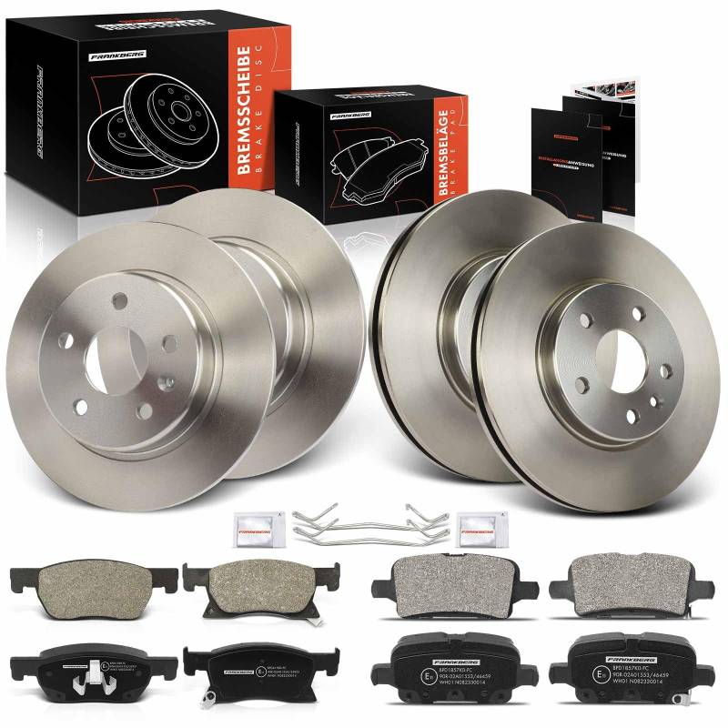 Frankberg 4x Bremsscheiben + 8x Bremsbeläge mit Bremsenschmiermittel Kompatibel mit Astra K B16 1.0L-1.6L 2015-2024 Astra K Sports Tourer B16 1.0L-1.6L 2015-2024 Replace# 13515906 von Frankberg