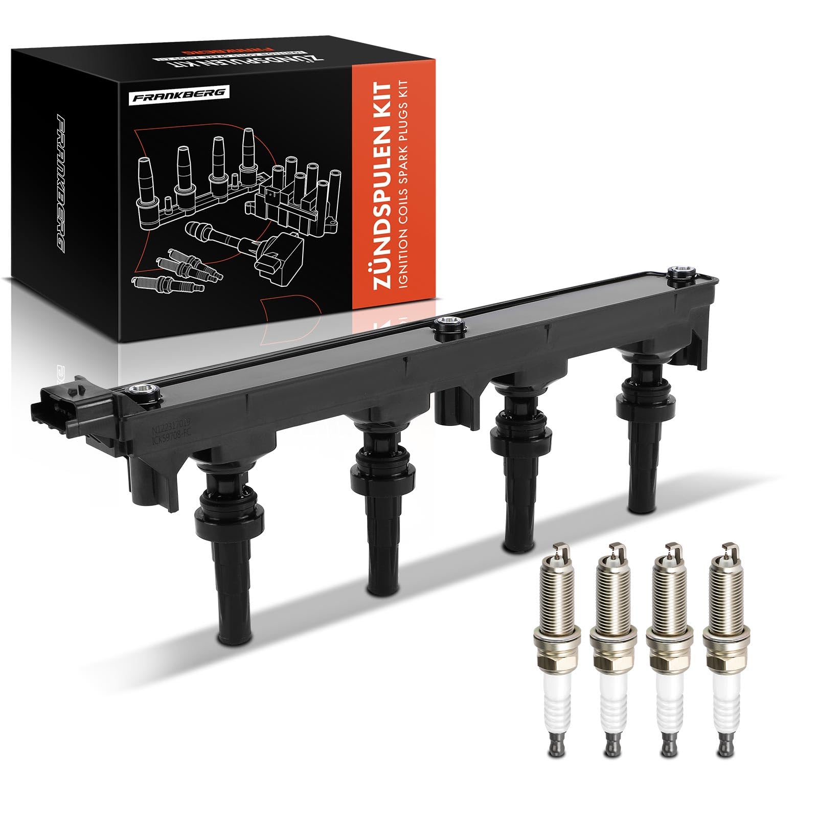 Frankberg 4x Zündspule + 4x Zündkerze 6-Polig Kompatibel mit C4 I LC 2.0L Benzin 2004-2011 307 CC 3B 2.0L Benzin 2003-2009 C5 III RD 1.8L 2.0L Benzin 2008-2012 Replace# 9656695780 von Frankberg