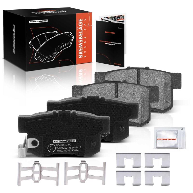 Frankberg Bremsbeläge Hinterachse Kompatibel mit Civic VII Hatchback EP EU EV 1.6L 2001-2005 CR-V II RD 2.0L 2001-2007 Accord VII CL CN 2.4L 2003-2008 Replace# 43022S7S010 von Frankberg