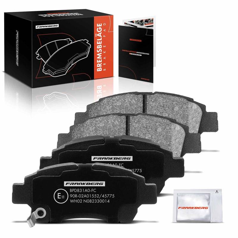 Frankberg Bremsbelagsatz Vorderachse Links Rechts Kompatibel mit Yaris NCP1 NLP1 SCP1 1.0L 1.4L 1999-2005 Bremsbeläge Yaris P1 1.3L 1999-2005 Replace# 04465YZZCJ von Frankberg