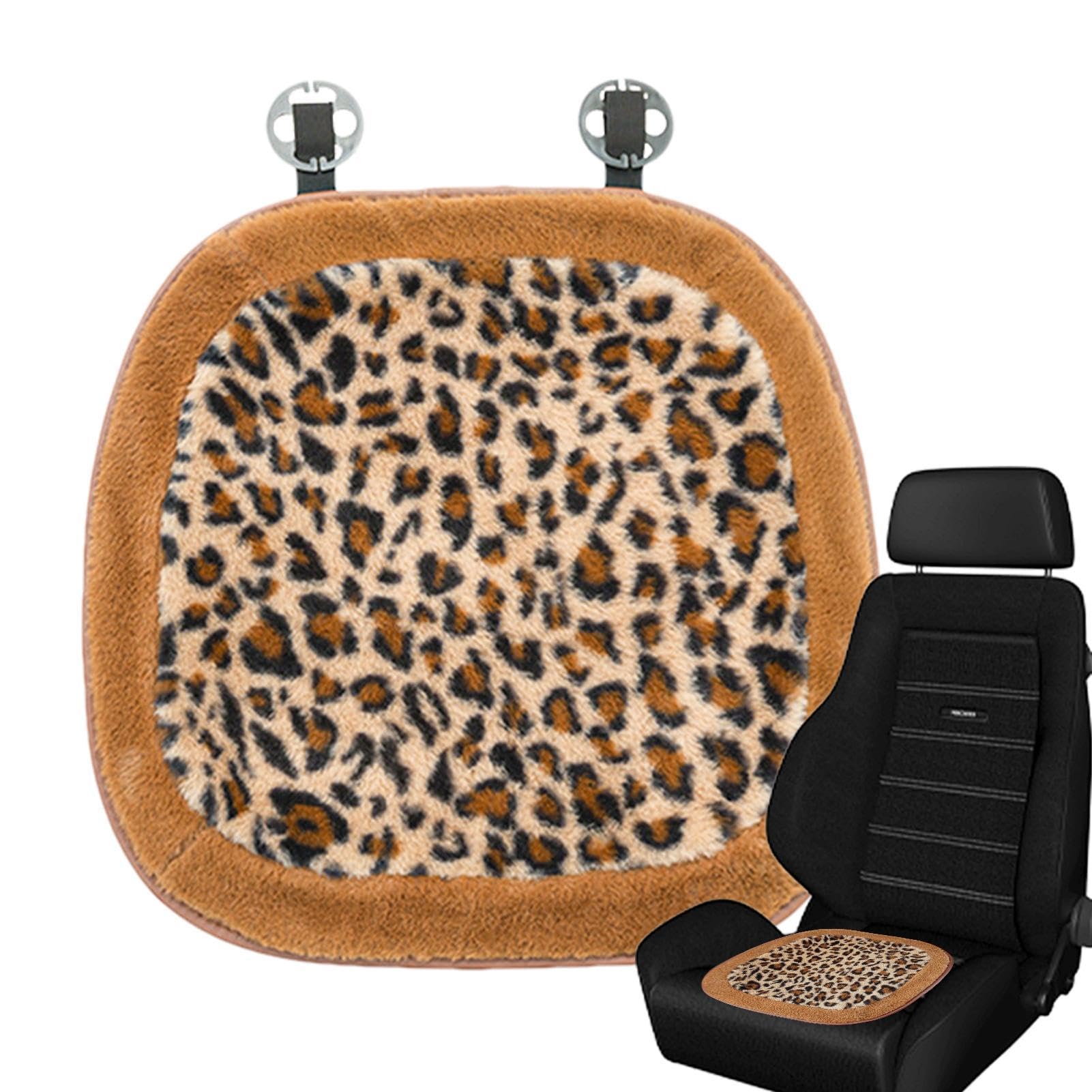 Fravsiu Car Seat Cushion, Plush Automotive Seat Cushions, Leopard Print Seat Cushion, Driver Seat Comfort Solution, Seat Warm Car Accessories, Comfortable Car Seat Cushion for Driving von Fravsiu