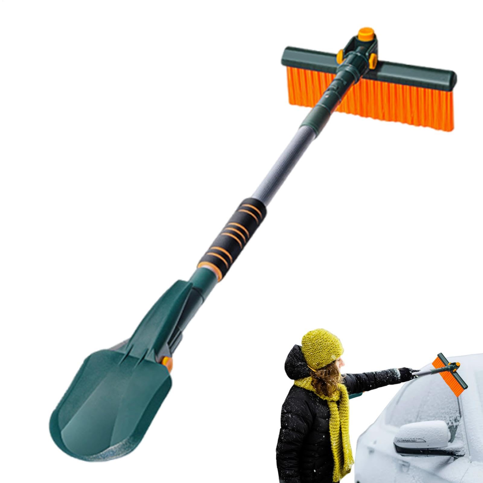 Fravsiu Snow Removal Tool, Ice Scraper Snow Brush, Extendable Snow Brush, Rotating Snow Brush Head, Folding Snow Shovel with Extendable Handle and Rotating Snow Brush for Windshield von Fravsiu