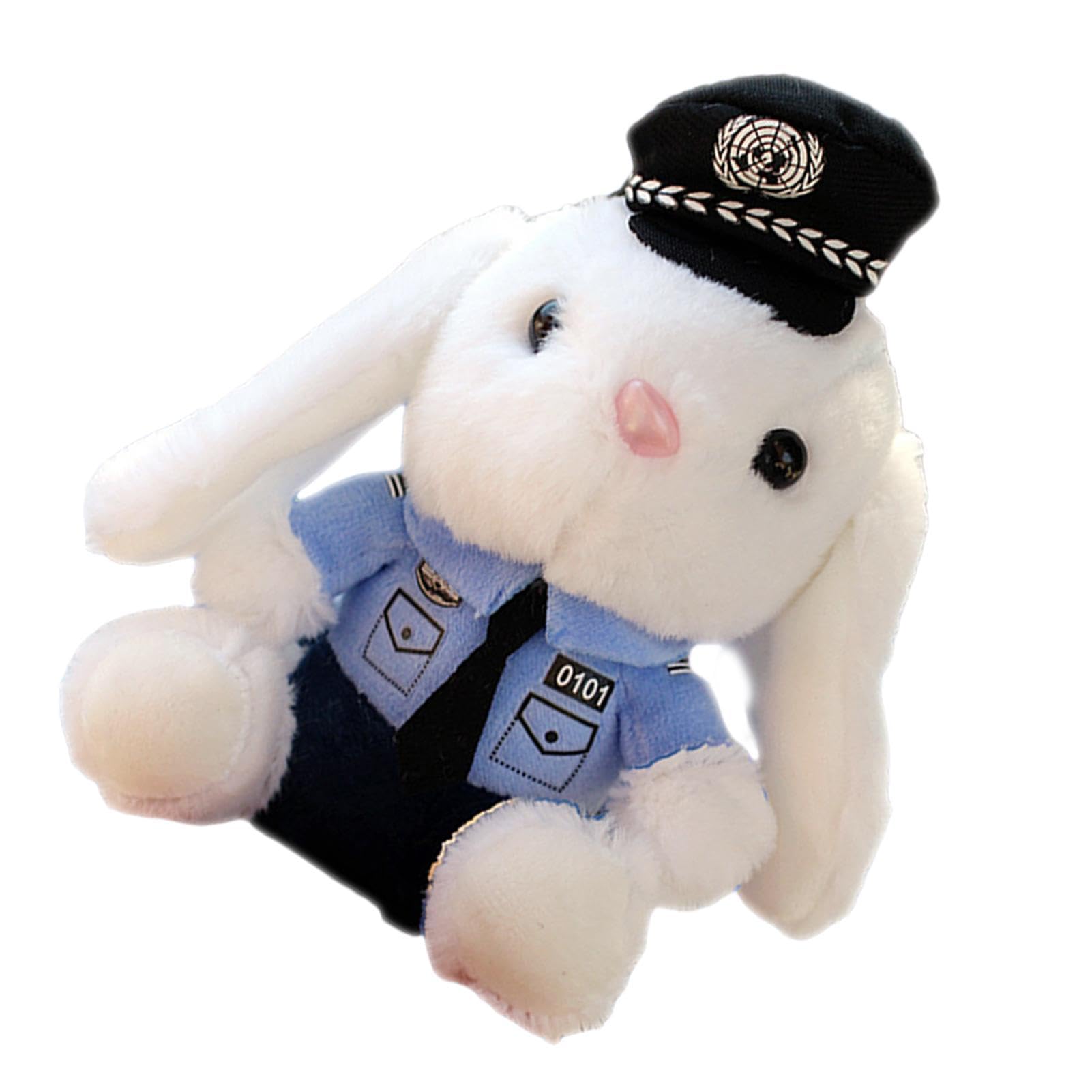 Policeman Bunny Plush Toy | Cartoon Trunk Rabbit Ornament | Cute Cartoon Trunk Decoration | Car Tail Pendant Plush Motorcycle Decoration Plush Toy Rabbit Trunk Car Ornament Decoration for Car von Fravsiu