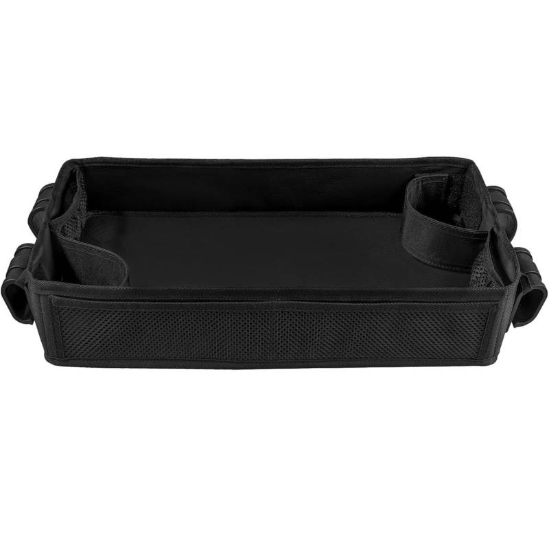 Snack-Tablett für Kinderwagen, Becherhalter für Kinderwagen mit Snack-Organizer, Snack-Tablett mit 4 Fächern, tragbares Snack-Tablett für Kinderwagen 19,69 x 8,66 x 2,95 Zoll von Fravsiu