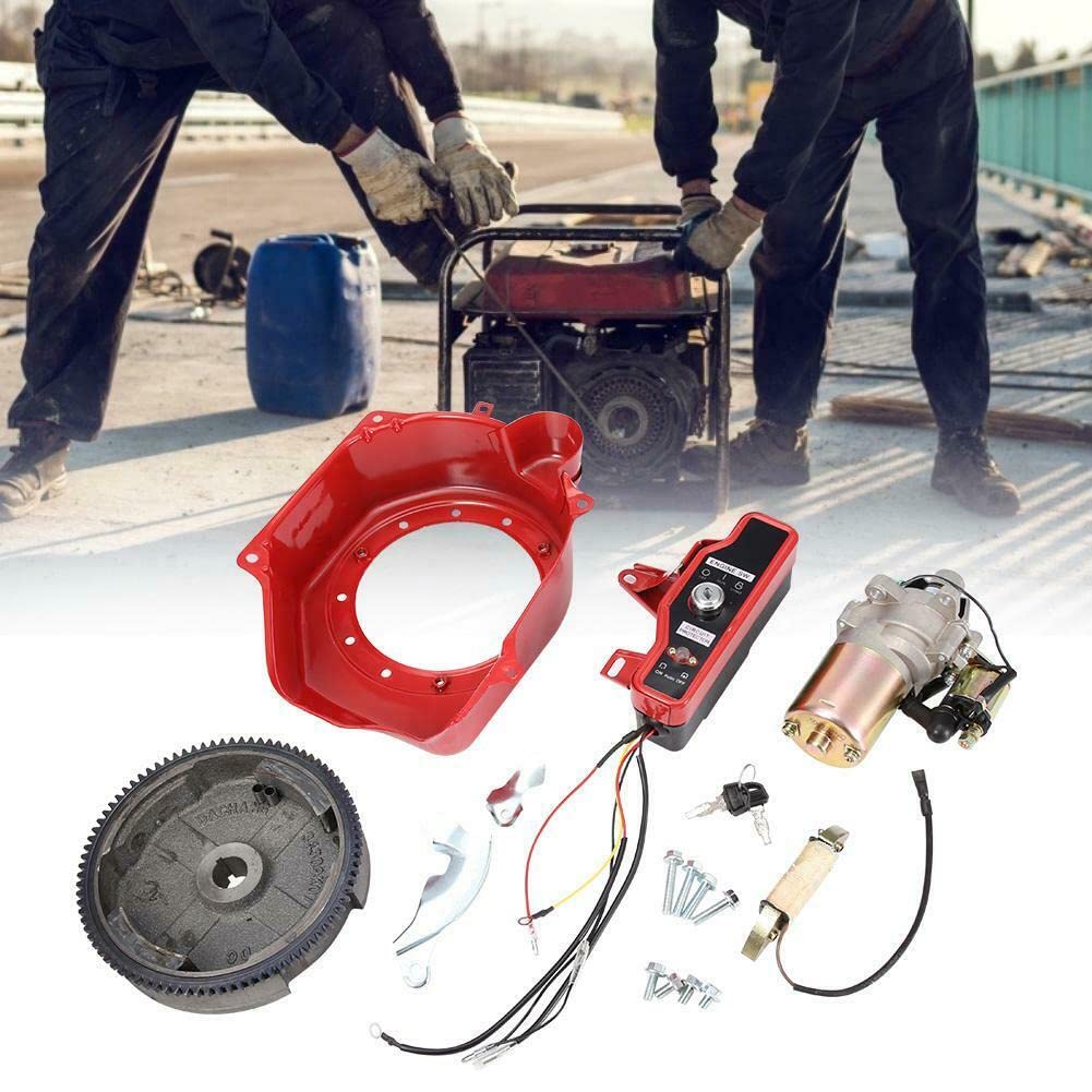 Schwungrad Elektrostart Kit,4Takt Starter Motoren Anlasser mit Magnet Starter Motor ZüNdschalter Schlüsselschalter für GX160/GX200 von Frederimo