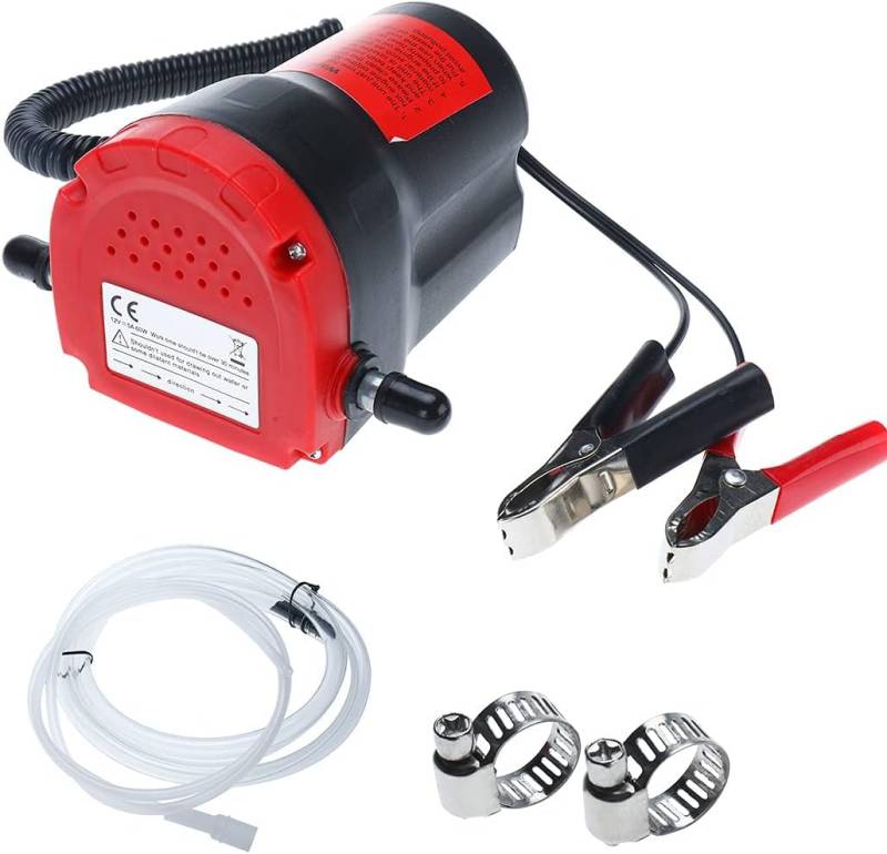 FreeTec 12V 60W Ölabsaugpumpe Dieselpumpe Ölpumpe Kraftstoffpumpe zum Ölwechsel Motoröl Heizöl (Rot) von FreeTec