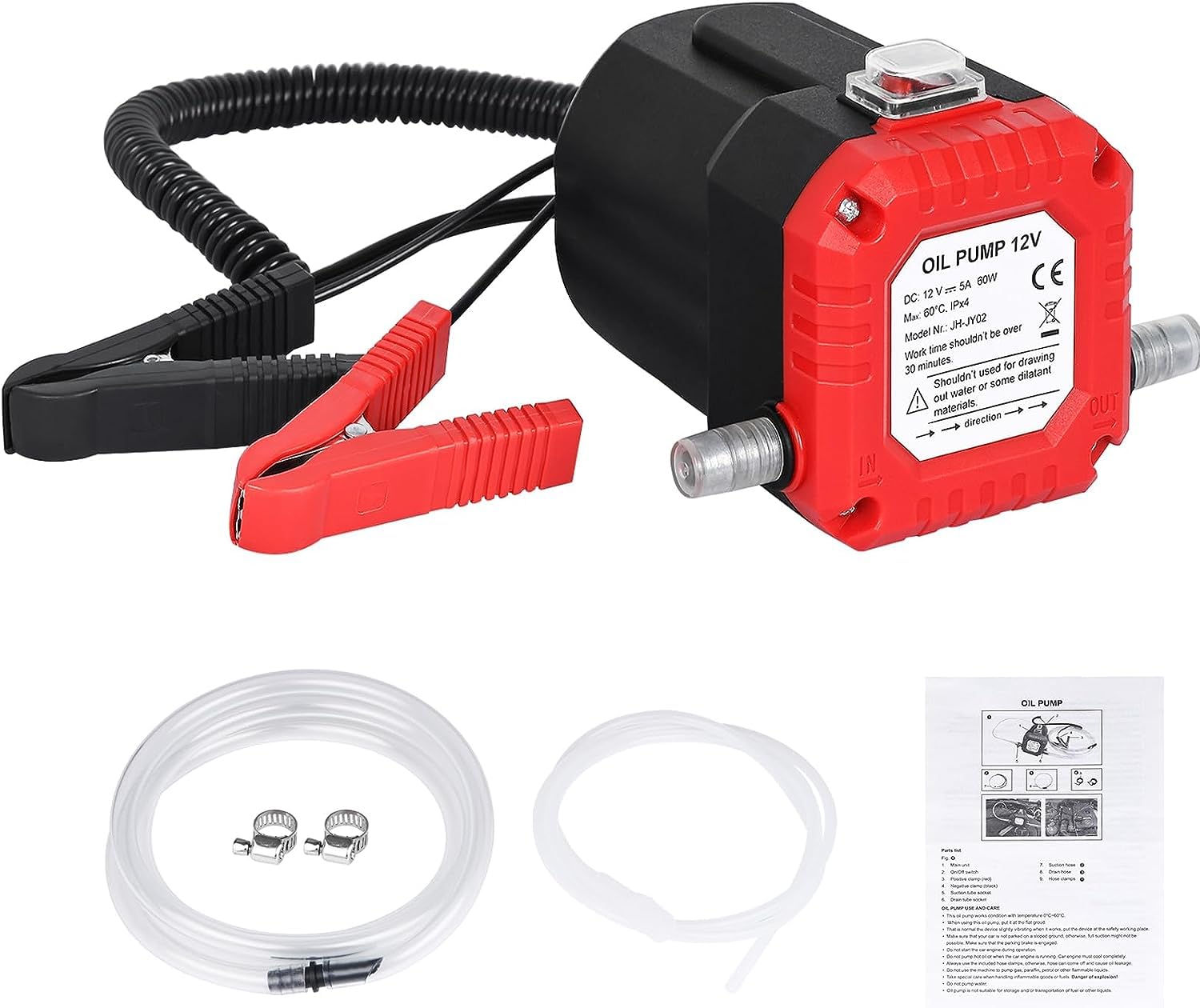 FreeTec Ölwechselpumpe, Absaugpumpe, 12 V, 60 W, Ölabsaugpumpe, Öl-Transferpumpe für Auto, Motorrad, Boot, Geländefahrzeug von FreeTec