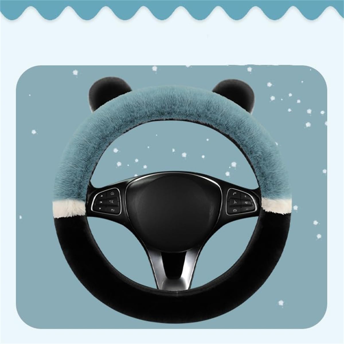 Flauschige Winter-Auto-Lenkradbezüge für Damen, weich, warm, Plüsch, niedlich, Auto-Innenzubehör für Fahrzeug, universal, rutschfest, flauschig, Standardgröße 34-39cm (Blau) von Freefire