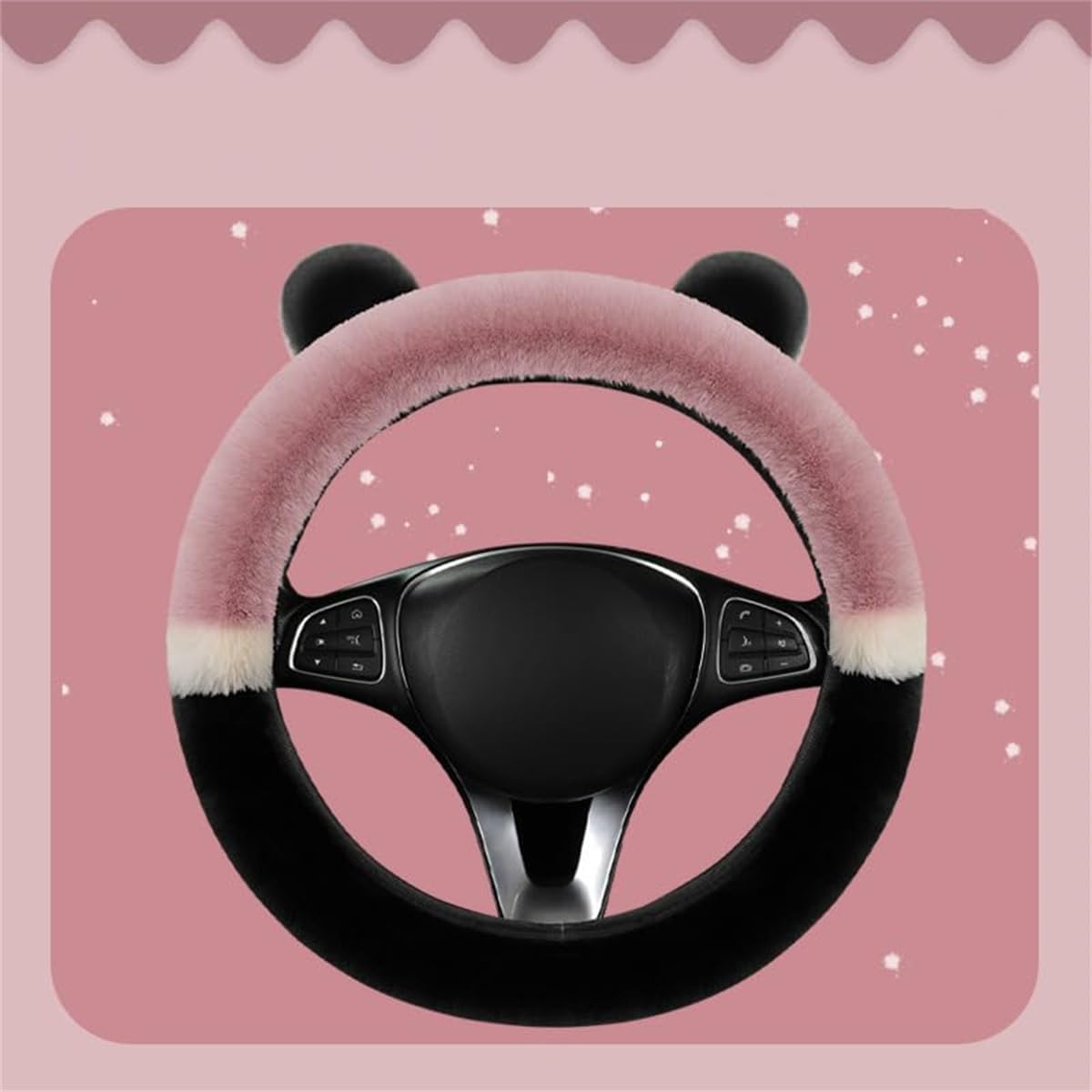 Flauschige Winter-Auto-Lenkradbezüge für Damen, weich, warm, Plüsch, niedlich, Auto-Innenzubehör für Fahrzeug, universal, rutschfest, flauschig, Standardgröße 34-39cm (Farbe der Bohnenpaste) von Freefire