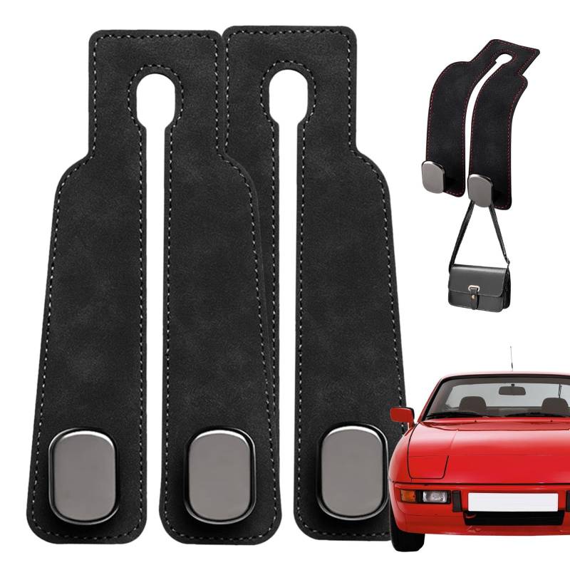 Doppelhaken für Autositzrückseite, multifunktional, 2-in-1, Auto-Rücksitz-Kleiderbügel für Schlüssel, Geldbörsenhaken, PU-Leder, Fahrzeughaken für Geldbörse, Stoff, Einkaufstaschen von Frfik