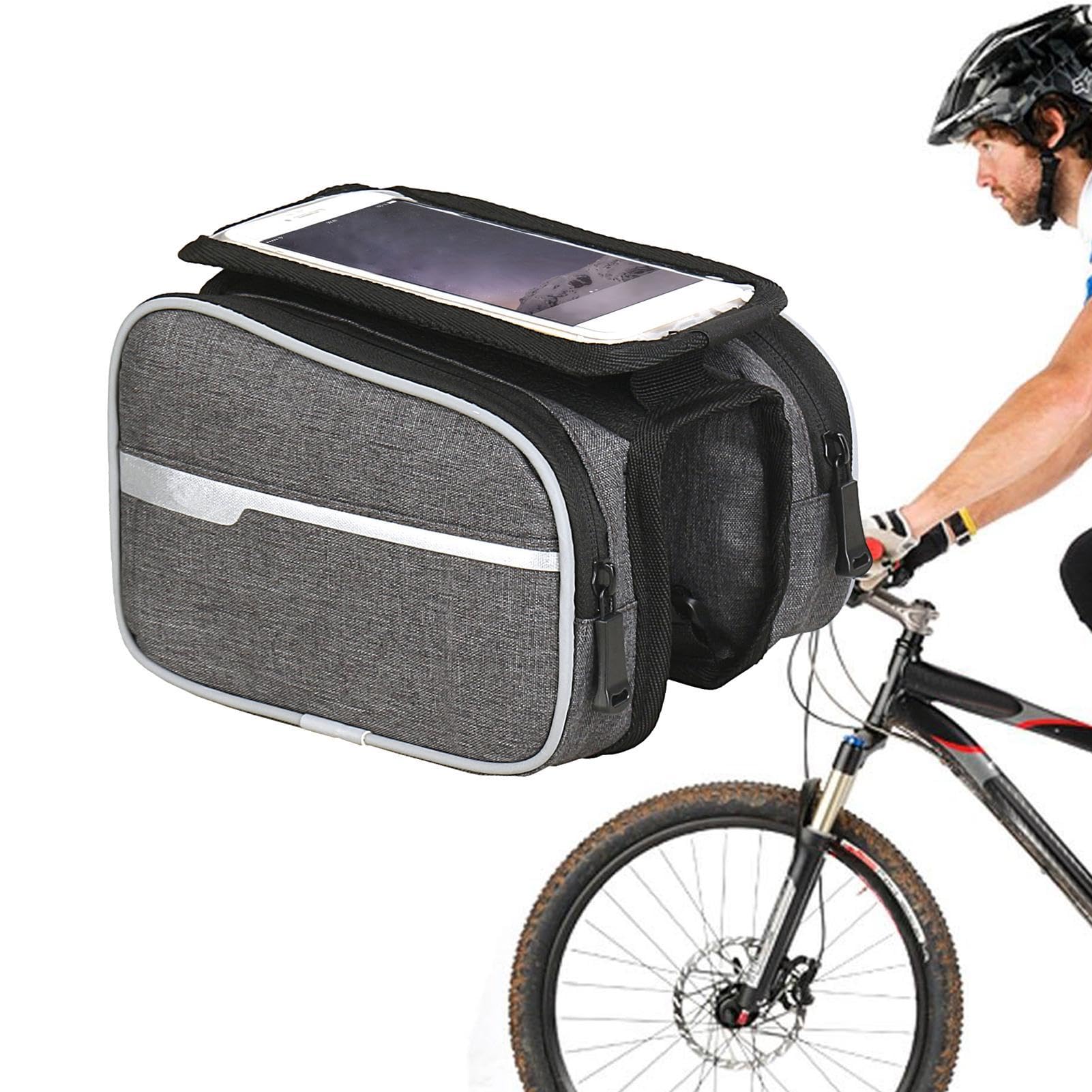 Frfik Fahrrad-Handyhalterungstasche, Fahrrad-Frontrahmentasche - Fahrrad-Handyhalterung für Oberrohr,Fahrrad-Frontrahmentasche, Fahrrad-Touchscreen-Handytasche, Fahrradtasche für Mountainbike, Rennrad von Frfik