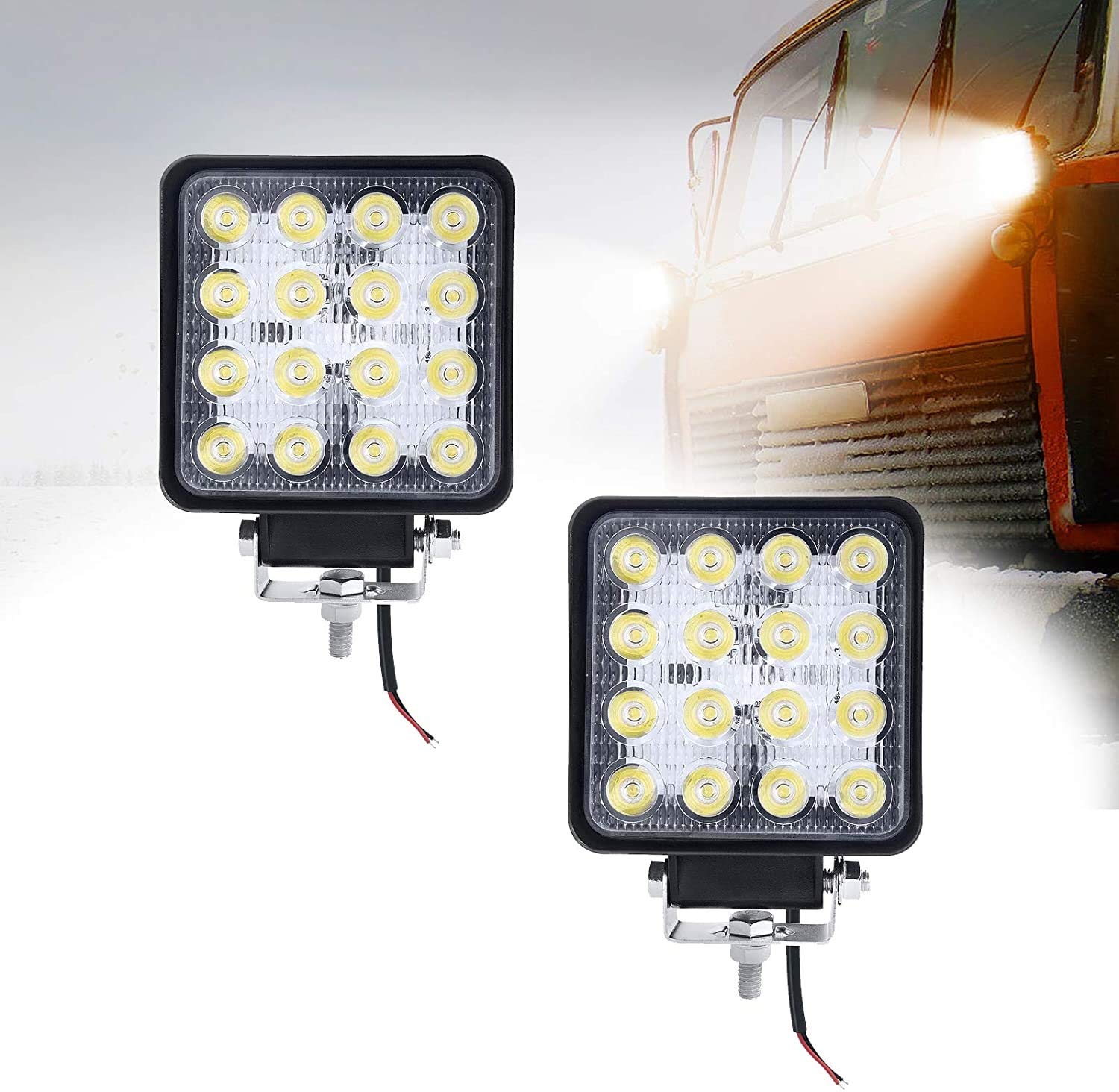 Froadp 48W LED Arbeitsscheinwerfer Aluminium Druckguss 2 Stück Zusatzscheinwerfer 12V Scheinwerfer Wasserdicht IP67 Rückfahrscheinwerfer Arbeitslicht für Traktor Auto LKW PKW SUV von Froadp