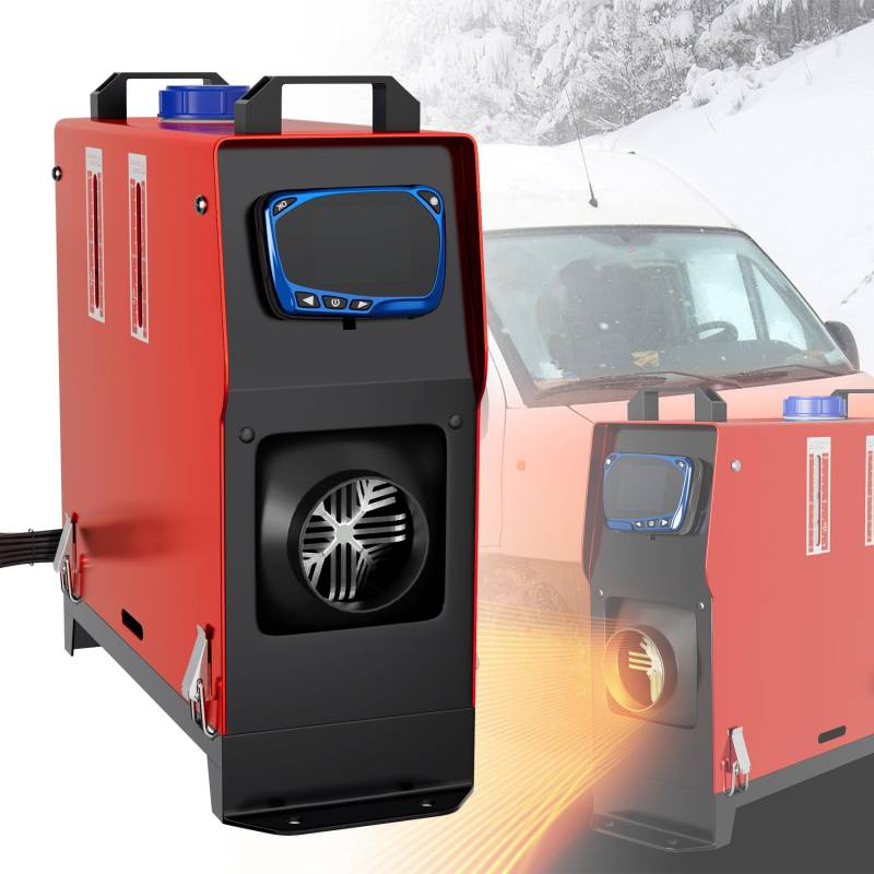 Froadp 8KW Diesel Standheizung 12V Dieselheizung Vertikal Luftheizung mit LCD Fernbedienung & Schalter & 5L Tank Air Lufterhitzer Kraftstoffheizung Heizöfen für Wohnmobile Auto PKW LKW (Rot) von Froadp