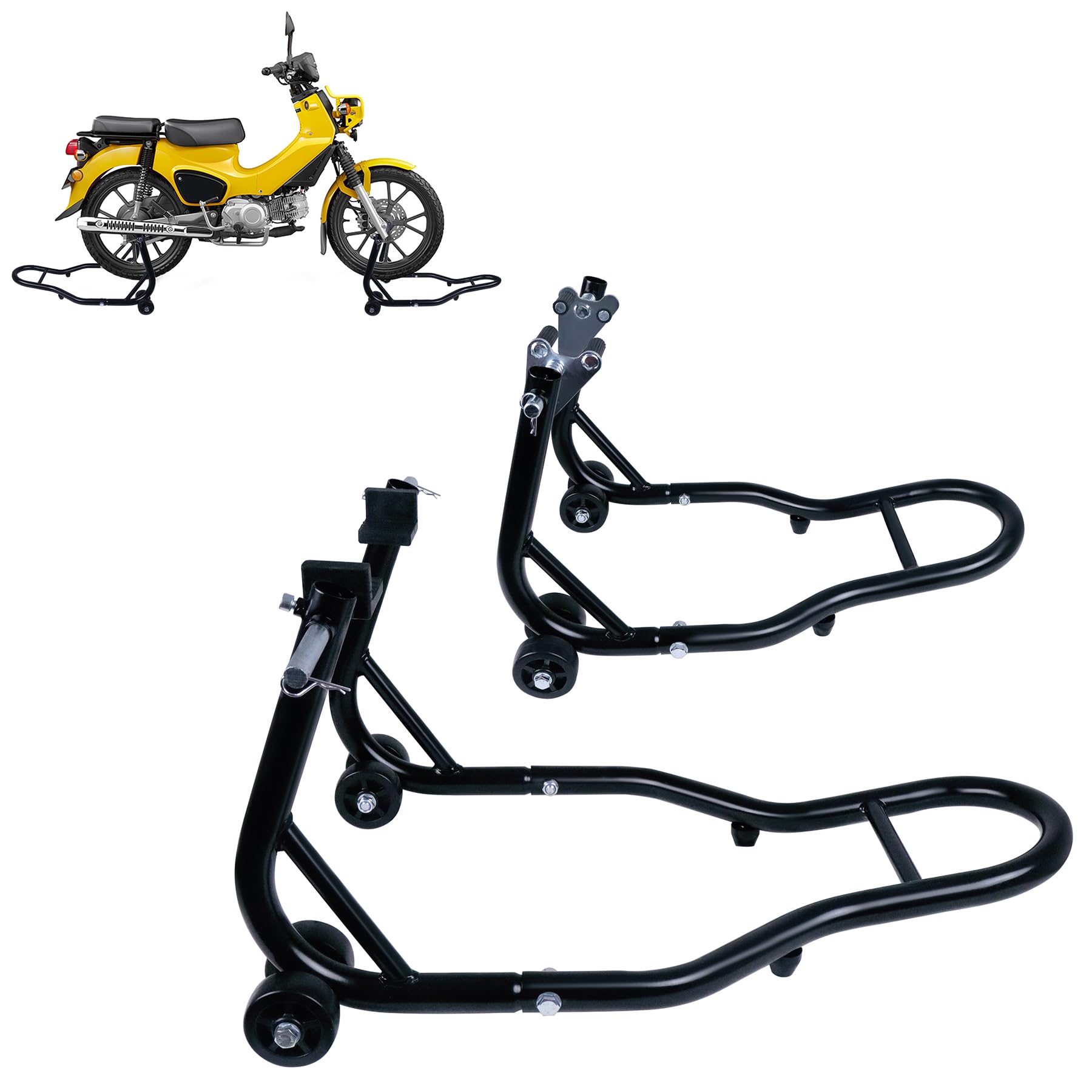 Froadp Einstellbar Montageständer aus Stahl Motorrad Ständer Set Tragbare Montageständer für Vorne & Hinten Motorrad Montagehilfe Set Motorradheber für Reparatur Wartung und Montage, Schwarz von Froadp