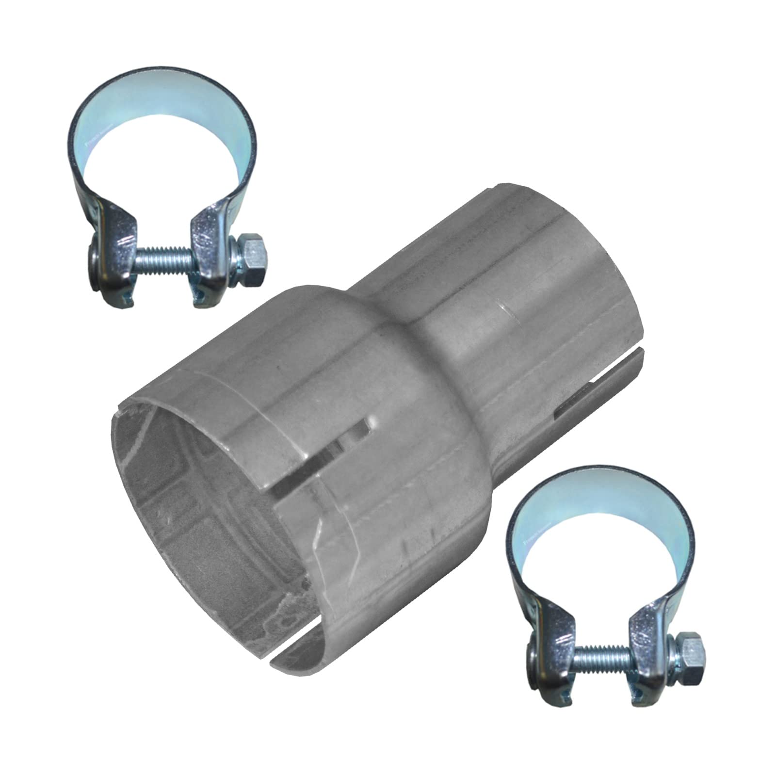 Abgasanlage Rohr Reduzierstück 45mm auf 60mm Auspuff Adapter Bandstahl Schellen Klemmstück Verbindungsstück Reduzierverbinder Reduzierung Reduktion Rohrverbinder Rohrreduzierung von Fröschl Autozubehör