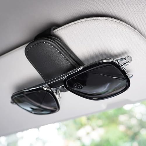 Frogetu Auto Brillenhalter,Auto Sonnenbrillenhalter Magnetisch Leder,Brillenhalterung Auto Universal, AutoZubehör Innenraum,Brillenhalter für Auto Sonnenblende,Brillenclip Sonnenblende Halterung Auto von Frogetu