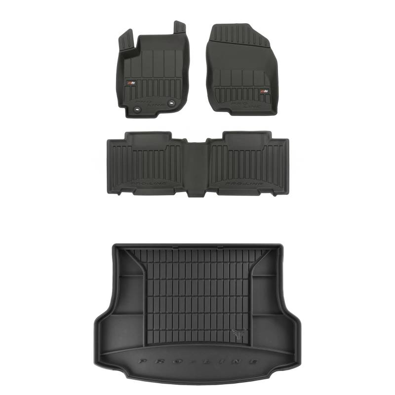 FROGUM ProLine 3D Ein Satz Gummimatten Exklusiven Auto Fußmatten und Kofferraumwanne Kofferraummatte für Toyota RAV4 IV 2013-2019 | Die höchsten Kanten von Frogum
